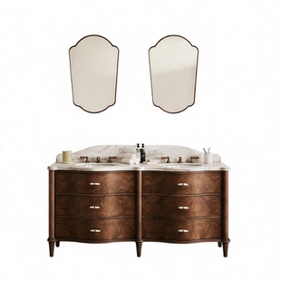 浴室柜水龙头中古风一体盆陶瓷台盆洗手盆柜组合2026新款老钱风