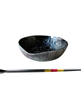 贡匠紫光檀大漆贴蛋壳见山茶则