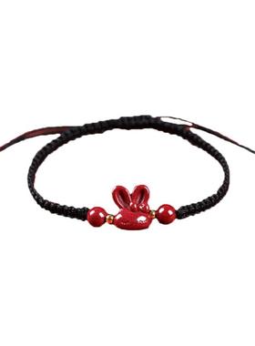 金刚结朱砂萌兔红绳手绳本命年