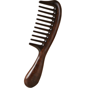 初心黑檀木大齿宽齿梳子扁梳卷发梳长发美发直发女士家用便携礼物