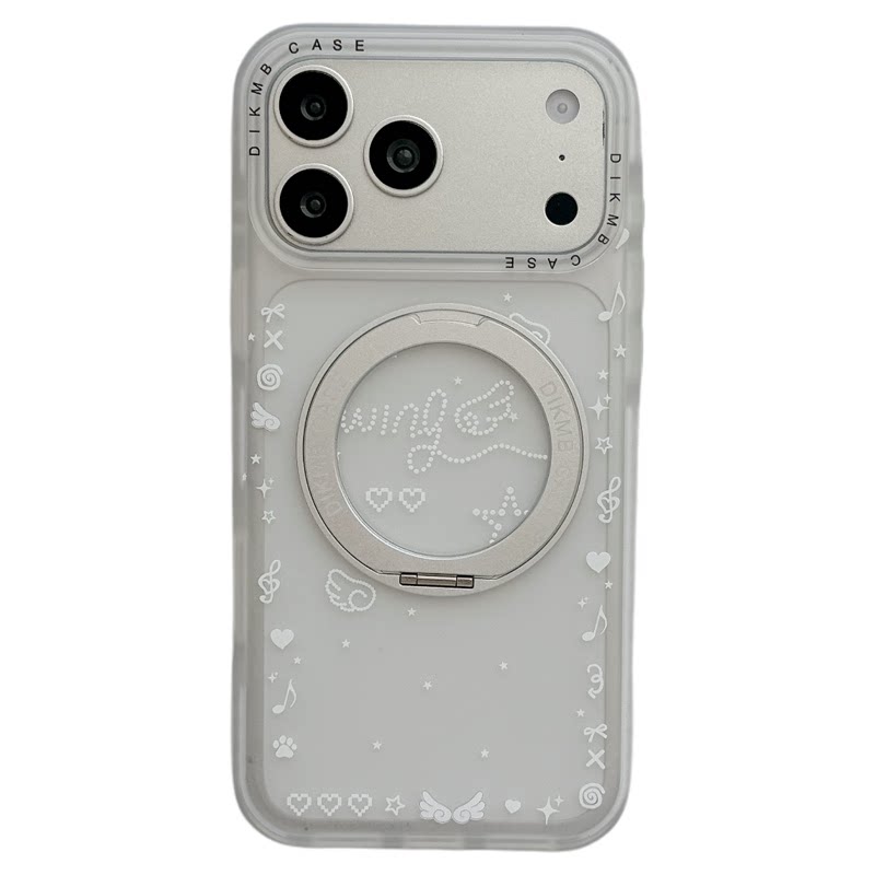 MoreRex 韩系ins音符星星360支架适用苹果18手机壳磨砂iphone17promax新款18pro全包15防摔保护套14女16小众