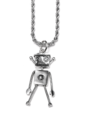 S925ROBOT机器人吊坠潮流项链