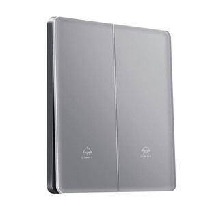 国际电工超薄有机玻璃开关插座面板肤感哑光灰一开5五孔墙壁暗装