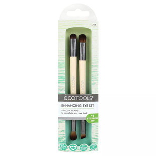 美国ECOTOOLS化妆刷套装 鼻影眉刷晕染刷 专业眼部双头竹柄套刷
