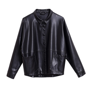 真皮皮衣女显瘦短款海宁皮夹克春秋季新款休闲韩版宽松大码皮外套