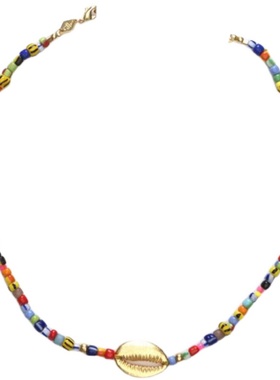 欧美高级感贝壳淡水彩虹时髦项链