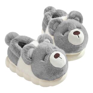 踩屎感棉拖鞋男士冬季包跟外穿室内家居防滑可爱毛绒情侣棉鞋男款