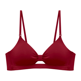 本命年红色内衣女马年新款结婚新娘小胸聚拢透气上托隐形无痕文胸