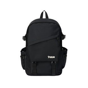 POY®潮牌黑色背包女初中高中生书包轻便电脑包旅行大容量男双肩包