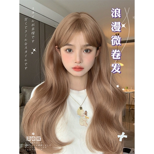 平角熊假发女长发网红全头套金色大波浪自然齐刘海Lolita长卷发