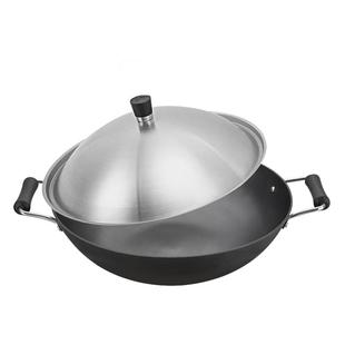 美思工房精釜炒锅平底锅铸铁锅炒菜锅无涂层燃气电磁炉通用K0161