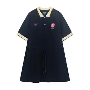 马拉丁童装儿童裙子24夏装新款女童大童翻领学院风印花polo连衣裙