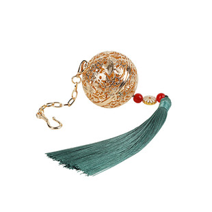 黄铜香囊球便携吊坠法门球创意车载熏香器饰品何家村葡萄花鸟纹