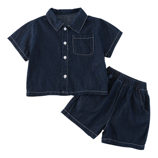儿童夏季牛仔套装男童2025新款夏装休闲宝宝洋气女童连衣裙兄妹装