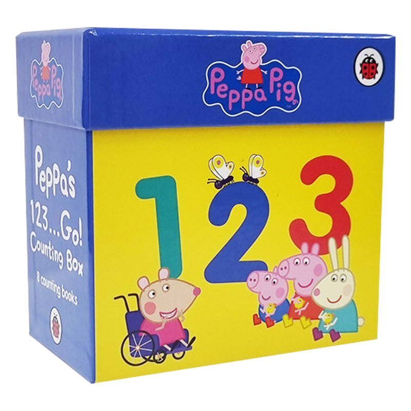 小猪佩奇数字认知8册套装 英文原版 Peppa Pig 1,2,3 Go! Hinged Box 小猪佩奇绘本儿童故事书 英语启蒙 英文版 进口书