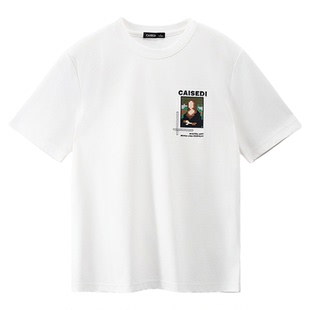 凯施迪男士休闲上衣夏季新品潮流马赛克艺术人物图案圆领短袖T恤