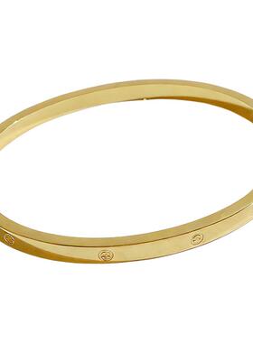 保色18K金钛钢手镯时尚简约字母