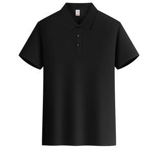 高端翻领POLO衫男短袖吸湿排汗日常商务百搭刺绣标志黑色T恤夏季