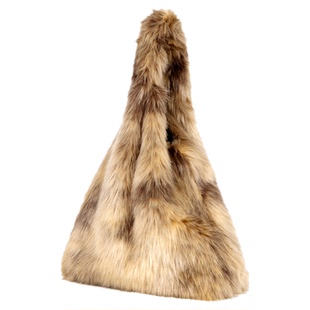 Unawares. 实用主义复古狐狸百搭单肩手提皮草女包