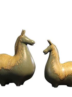 新中式风招财办公室礼物陶瓷马