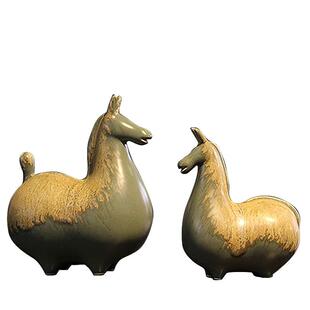 马摆件新中式陶瓷马风水家居装饰品招财瓷马办公室客厅工艺品礼物