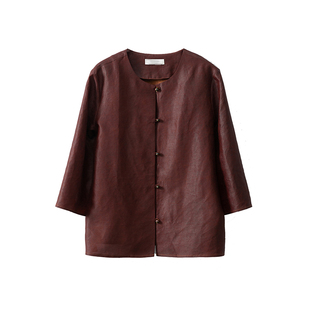 丝艺100%桑蚕丝非遗香云纱红云龟真丝短外套新中式极简显瘦开衫春