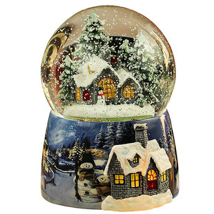 雪景球会下雪的水晶球摆件女孩八音盒圣诞音乐盒飘雪男孩生日礼物