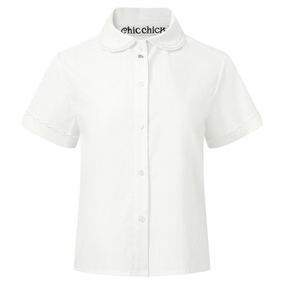ChicChick花边刺绣娃娃领白衬衫