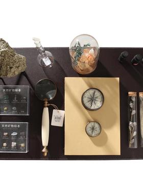 矿石标本摆件样板间书房书桌台面组合装饰品男孩儿童房写字台软装