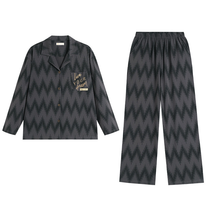 春秋季柔软棉情侣时尚家居服套装