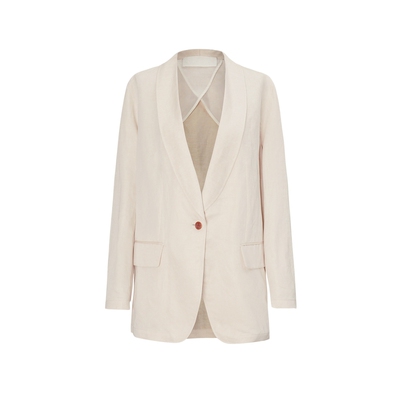 桑蚕丝青果领直筒西服LESS