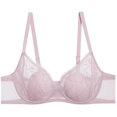 爱慕美体沐风内衣女3/4软托薄杯大罩杯大胸显小花瓣文胸AD130691
