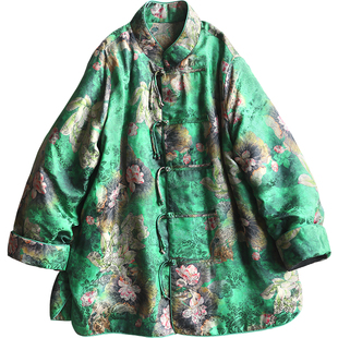 云澍原创交织香云纱新中式国风宽松棉衣女冬文艺复古盘扣棉服棉袄