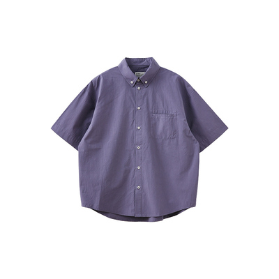 BUTTBILL撞色明扣廓形短袖衬衫潮