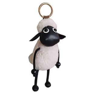 可爱网红小羊书包包挂件小玩偶真羊羔毛绒羊剪绒车钥匙扣挂件挂饰