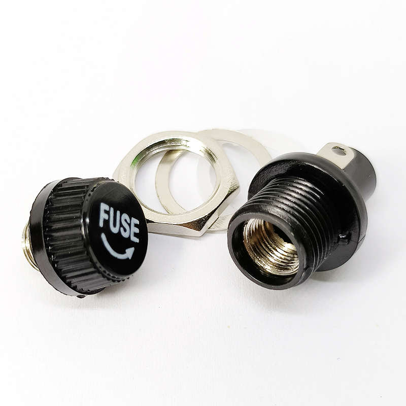 FUSE优质5x20保险管座耐高温电胶木大电流20A保险丝座 上螺纹12mm