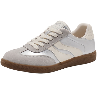 森达银色德训鞋女鞋2024秋季新款软底休闲平底板鞋运动鞋ZCC79CM4