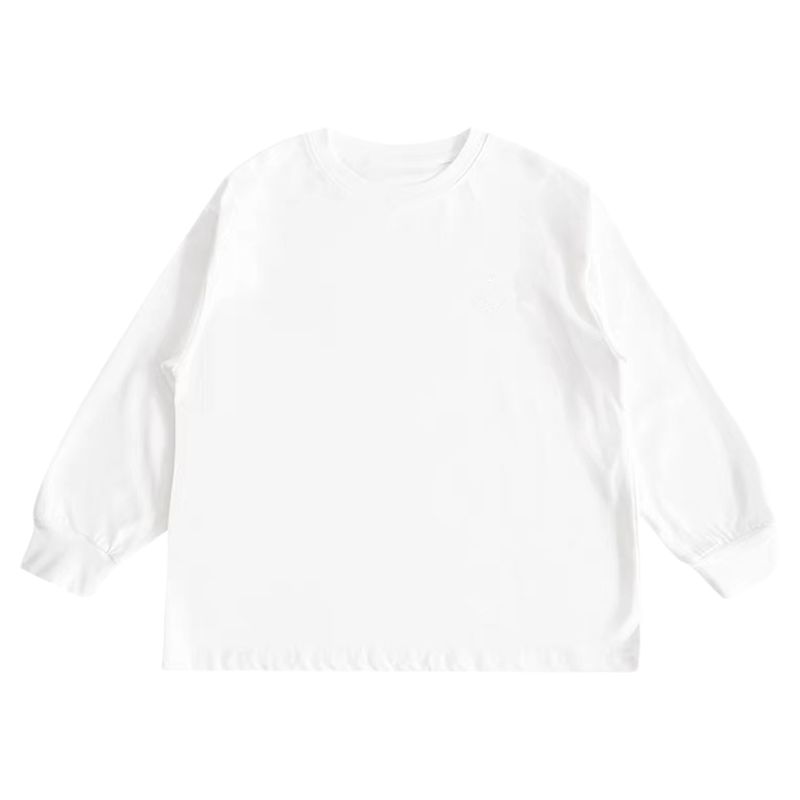儿童长袖T恤男童衣服女童上衣新款白色纯棉秋装简单休闲卡通表情
