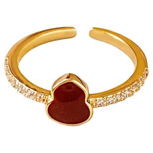 玄学旺财红色葫芦微镶开口戒指女轻奢高级感小众设计食指指环