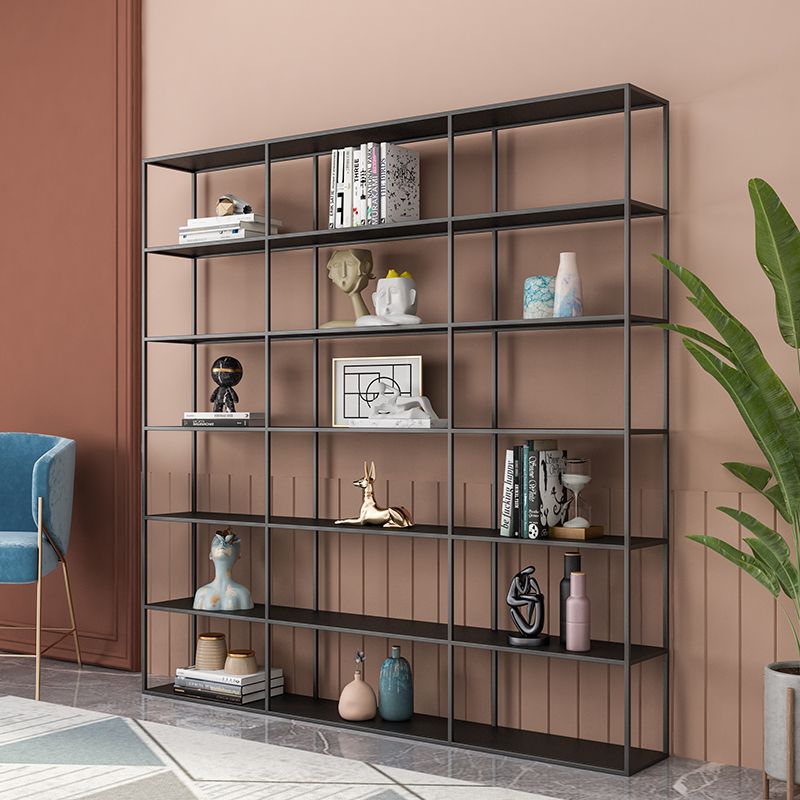 极简铁艺书架客厅多层落地办公室靠墙收纳置物架北欧展示架收纳架