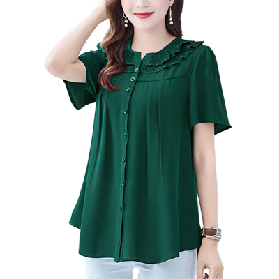 宽松韩版单排多扣短袖
