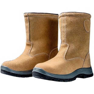 劳保棉鞋防砸防寒皮毛一体羊毛冬季棉电焊工靴油田工绝缘牛皮高筒