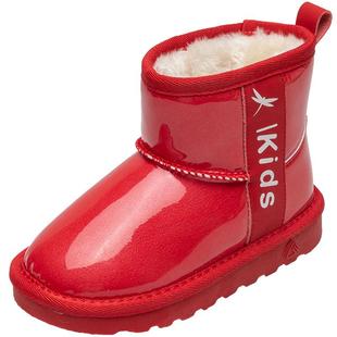 红蜻蜓男女童鞋冬季新款儿童红色雪地靴韩版加绒保暖靴子棉鞋