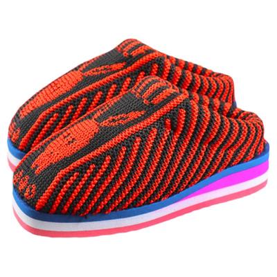 高跟纯手工毛线编织松糕底棉拖鞋