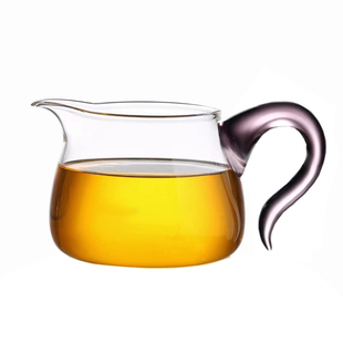 茶本堂玻璃公道杯高硼硅耐热加厚加粗彩把公杯分茶器均杯大容量