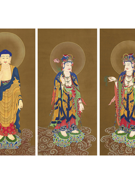 西方三圣艺术微喷高清绢布画