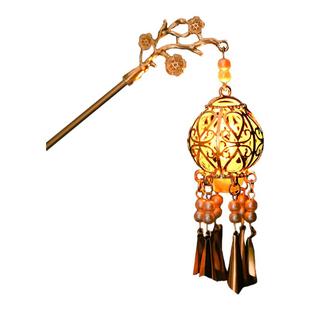 会发光的灯笼发簪古风中秋汉服配饰簪子宫廷发钗古典头饰中式发饰