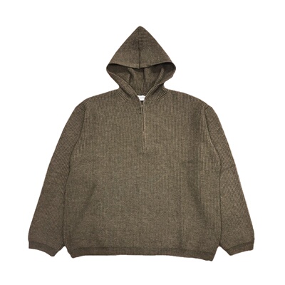 小众设计款半开连帽大毛衣