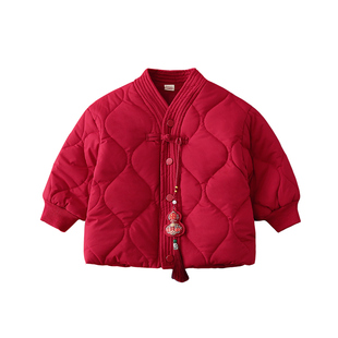 南央男童红色棉袄喜庆过年衣服儿童拜年服新中式汉服加厚唐装外套