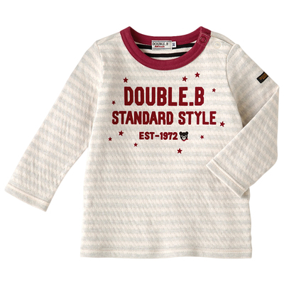 MIKIHOUSE儿童t恤男童T恤女童长袖T恤纯棉上衣DOUBLEB